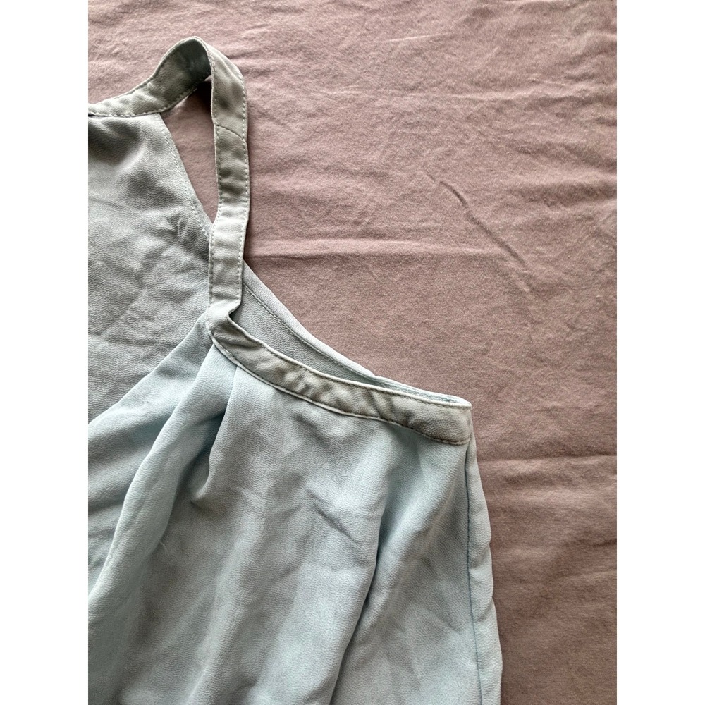 Naked Zebra Sage Green Halter Wrap Front Sleeveless Blouse Top Medium - Picture 7 of 7